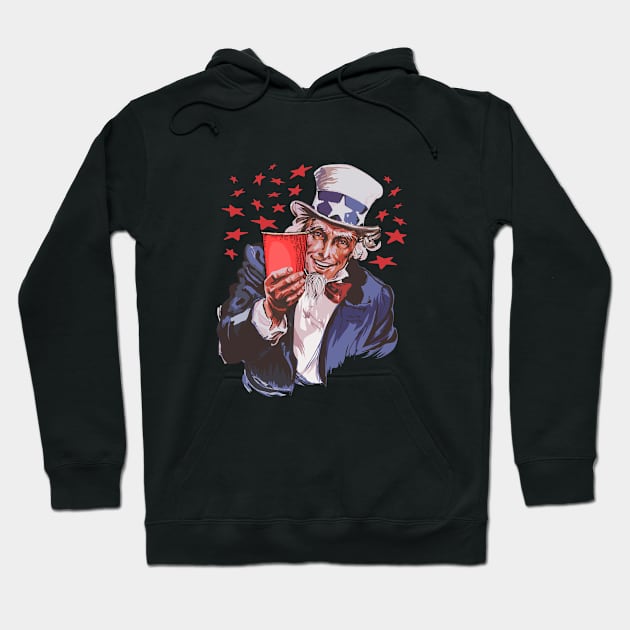 Uncle Sam Solo Cup 4th of July American USA College Party Drinking Hoodie by Marham19